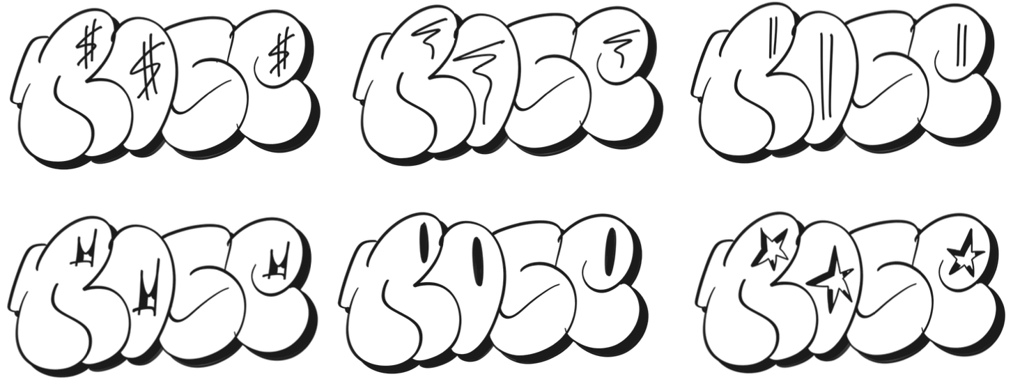 Examples of characters as holes in letters