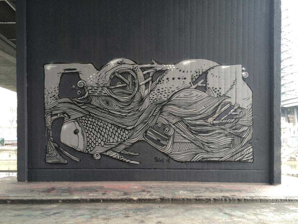 Graffiti writer SKIRL piece